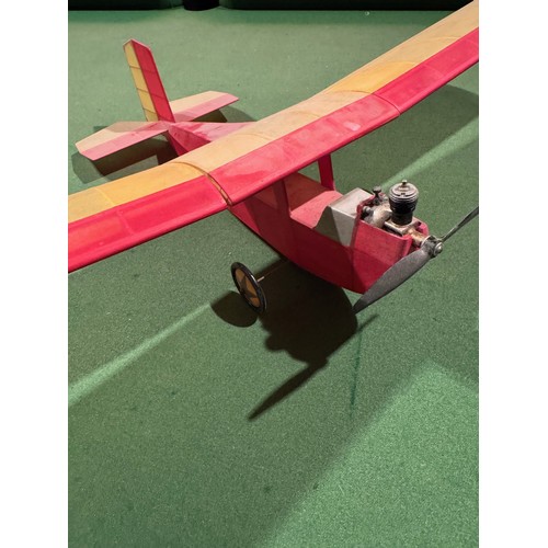 60 - Vintage petrol engined model aircraft. 44cm long and 79 cm wingspan.

This lot is available for in-h... 