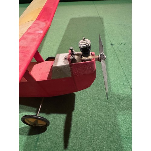 60 - Vintage petrol engined model aircraft. 44cm long and 79 cm wingspan.

This lot is available for in-h... 