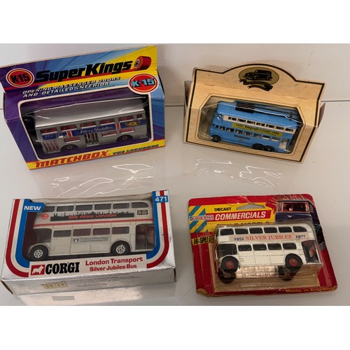 76 - Diecast toy busses, four boxed examples. Matchbox and Corgi.

This lot is available for in-house shi... 