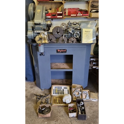 77 - Tools, mechanical engineering, workshop equipment, a Myford Super 7 Lathe, fitted with a single phas... 