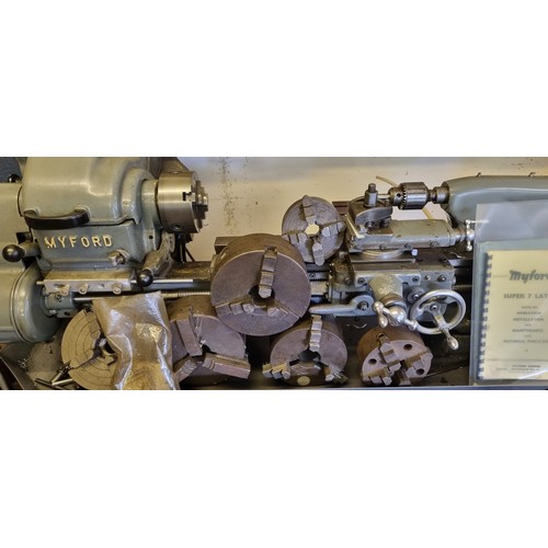 77 - Tools, mechanical engineering, workshop equipment, a Myford Super 7 Lathe, fitted with a single phas... 