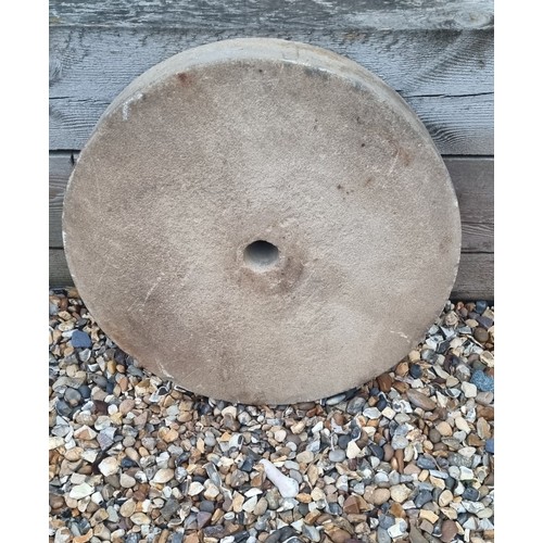 81 - Mill stone, sand stone grinding wheel, would make a nice garden feature. 21 & 3/4