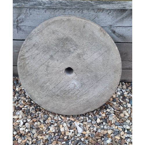 81 - Mill stone, sand stone grinding wheel, would make a nice garden feature. 21 & 3/4