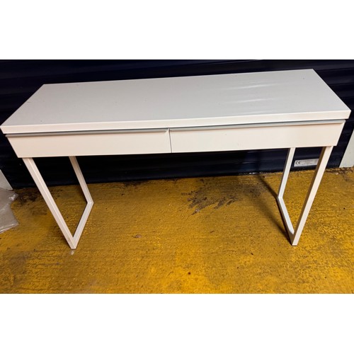 162 - Two drawer desk, modern furniture, mid century steel framed side unit, 120 cm x 40 cm x 74 cm high.
... 