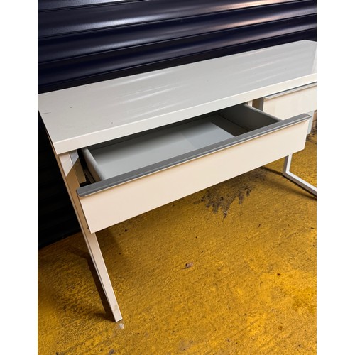 162 - Two drawer desk, modern furniture, mid century steel framed side unit, 120 cm x 40 cm x 74 cm high.
... 