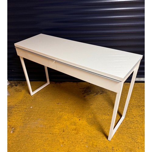 162 - Two drawer desk, modern furniture, mid century steel framed side unit, 120 cm x 40 cm x 74 cm high.
... 