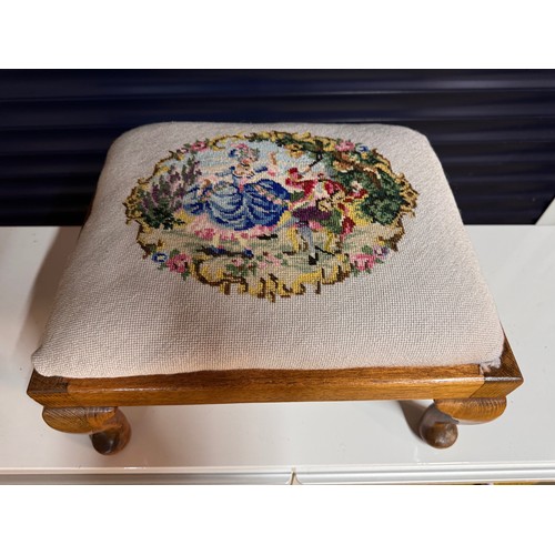 163 - Furniture, tapestry covered foot stool, 44 cm x 35 cm x 27 cm high.

This lot is available for in-ho... 