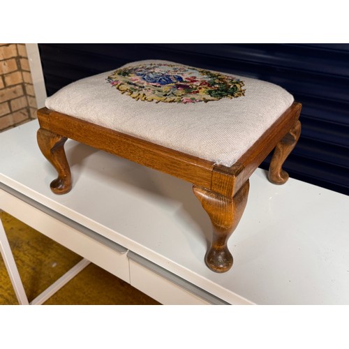 163 - Furniture, tapestry covered foot stool, 44 cm x 35 cm x 27 cm high.

This lot is available for in-ho... 