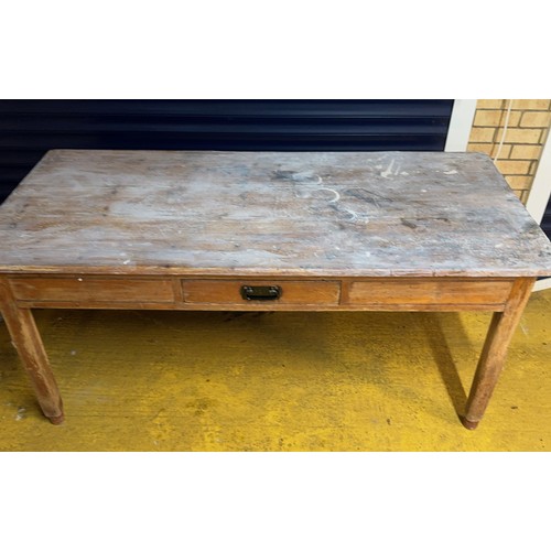 164 - Pine single drawer work table, studio , kitchen workshop, 88cm x 183cm x 79 cm high. Drawer is 48 cm... 