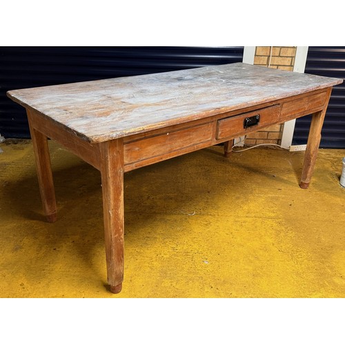 164 - Pine single drawer work table, studio , kitchen workshop, 88cm x 183cm x 79 cm high. Drawer is 48 cm... 