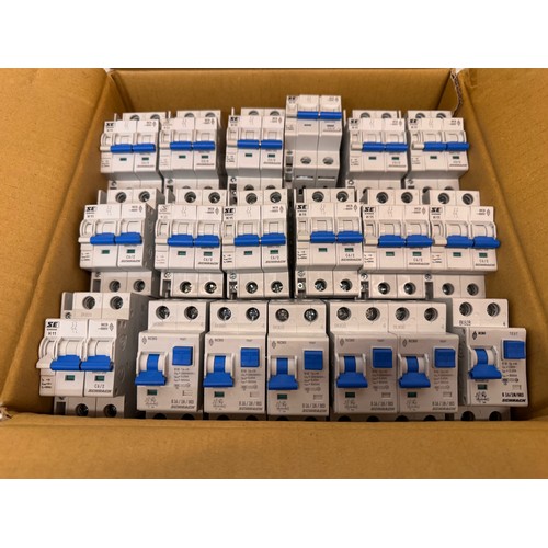 598 - Electrical components a boxed collection of circuit breakers. C2/2 C6/2 C10/2

This lot is available... 