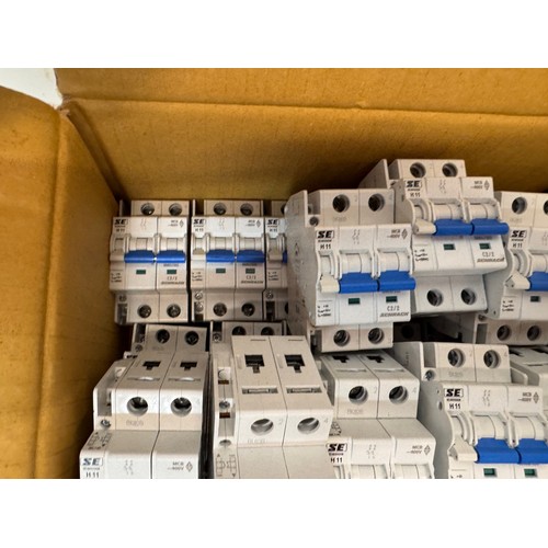 598 - Electrical components a boxed collection of circuit breakers. C2/2 C6/2 C10/2

This lot is available... 