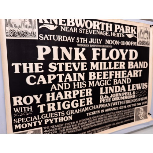 2 - Pop Music memorabilia, Concert Poster, Pink Floyd headline act at Knebworth Park 1975. 103 cm x 79 c... 