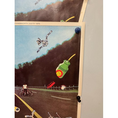 3 - Two Pink Floyd concert posters All Roads Lead to Knebworth 1975, each 76 cm x 51 cm.

This lot is av... 