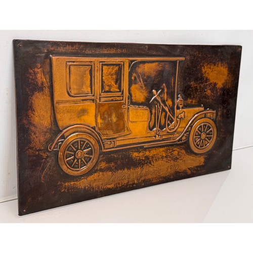 190 - Automobilia, an embossed copper plate image of a 1920 Lancia, 20 cm x 36 cm.

This lot is available ... 