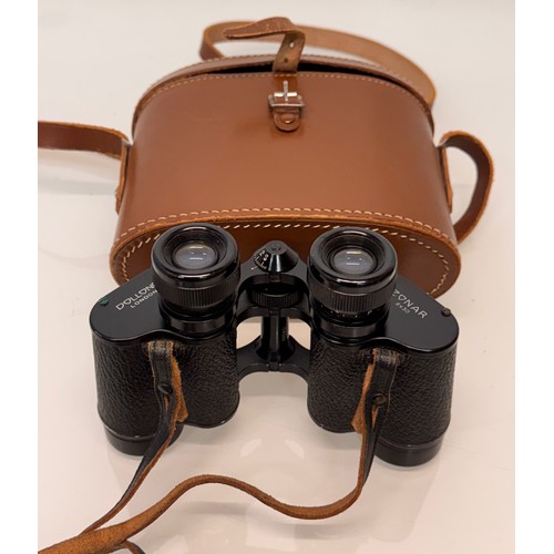 317 - Mid C20th Dolland of London field glasses with a leather case.

This lot is available for in-house s... 