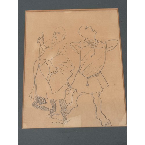 89 - C20th Art, British Artist, a Stanley Spencer pencil drawing, with Mercury Gallery label to the rear ... 