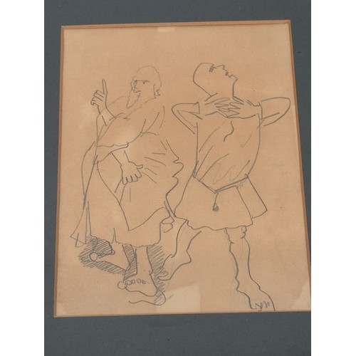 89 - C20th Art, British Artist, a Stanley Spencer pencil drawing, with Mercury Gallery label to the rear ... 