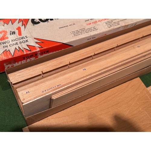 324 - Balsa wood model aircraft, Combat Kittens kits boxed. 54.5 cm x 11 cm x 3.5 cm.

This lot is availab... 