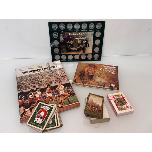 342 - Motoring and sporting ephemera, playing card with a Lowry painting, Shell Oil album of 3D wildlife c... 