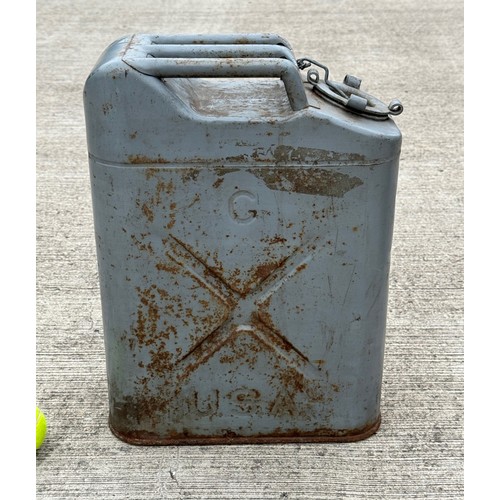 90 - Militaria, an American Army WWII jerry can marked G USA G QMC.

This lot is available for in-house s... 