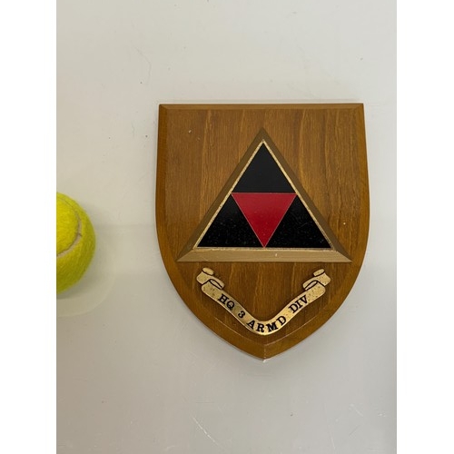 98 - Militaria regimental plaque British Army HQ 3 Armoured Division.

This lot is available for in-house... 