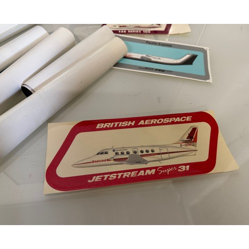 396 - Aviation ephemera, A Bag of British Aerospace ephemera, posters and stickers and a brochure.

This l... 