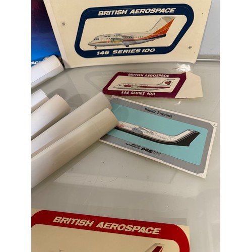 396 - Aviation ephemera, A Bag of British Aerospace ephemera, posters and stickers and a brochure.

This l... 