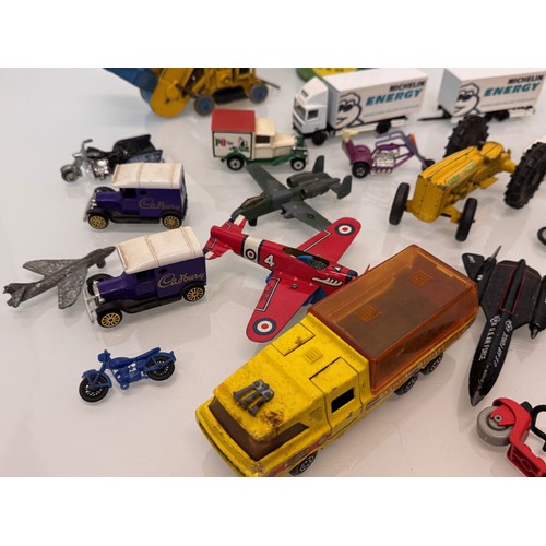 294 - Diecast toys Budgie, Corgi, Dinky, Matchbox,  also a Merit construction toy and cast lead motorcycle... 