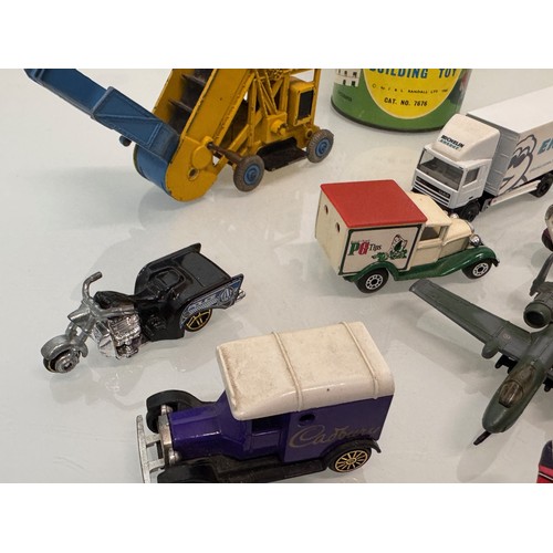 294 - Diecast toys Budgie, Corgi, Dinky, Matchbox,  also a Merit construction toy and cast lead motorcycle... 