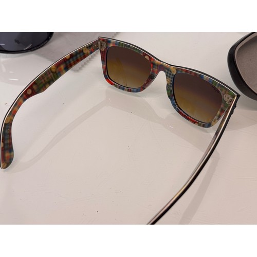 344 - Vintage Wayfarer Sunglasses, two pairs of cased Ray Bans and a pair marked with the Ferrari motor ca... 