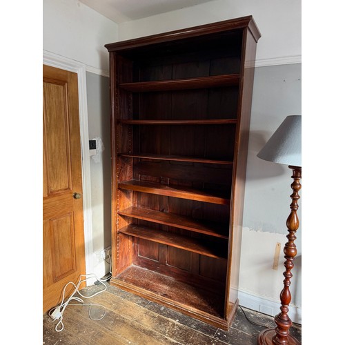 216 - Edwardian furniture, a seven section open bookcase with adjustable shelve, 117 cm wide x 34 cm deep ... 