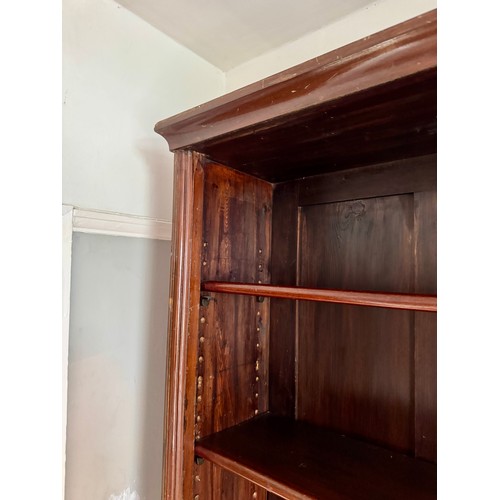 216 - Edwardian furniture, a seven section open bookcase with adjustable shelve, 117 cm wide x 34 cm deep ... 