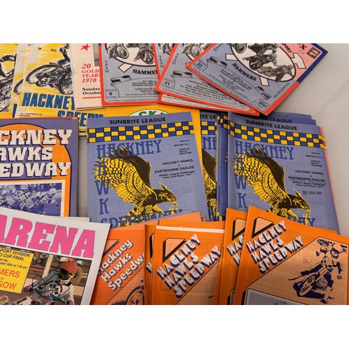 52 - A collection of Speedway programmes, Hackney West Ham and Essex Arena etc. and Speedway Express maga... 