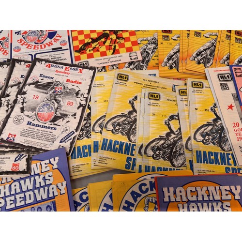 52 - A collection of Speedway programmes, Hackney West Ham and Essex Arena etc. and Speedway Express maga... 