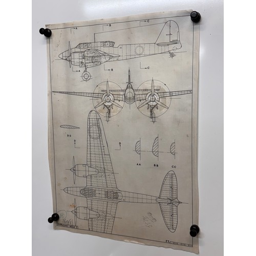 427 - Military aircraft 2 plans for a Japanese Kawasaki Nick I, 40 cm x 28 cm. Part of a large collection ... 