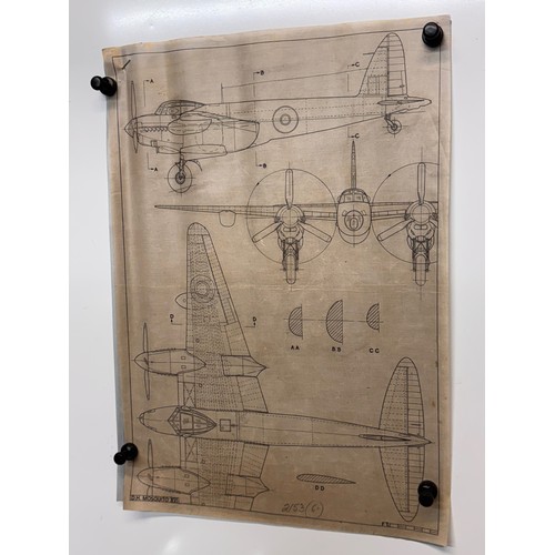 438 - Military aircraft 2 plans for a Vickers Armstrong Spitfire F XIV, 40 cm x 28 cm. Part of a large col... 