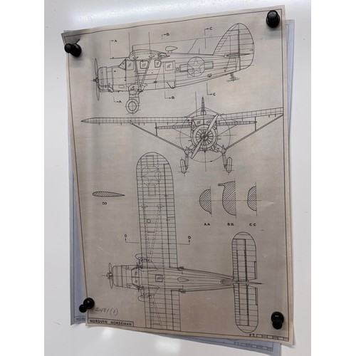 451 - Military aircraft 2 plans for a Norduyn Norseman, 40 cm x 28 cm. Part of a large collection of print... 