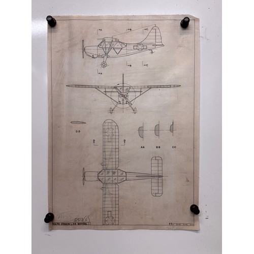 453 - Military aircraft 2 plans for Vultee Stinson L5B Sentinel I, 40 cm x 28 cm. Part of a large collecti... 