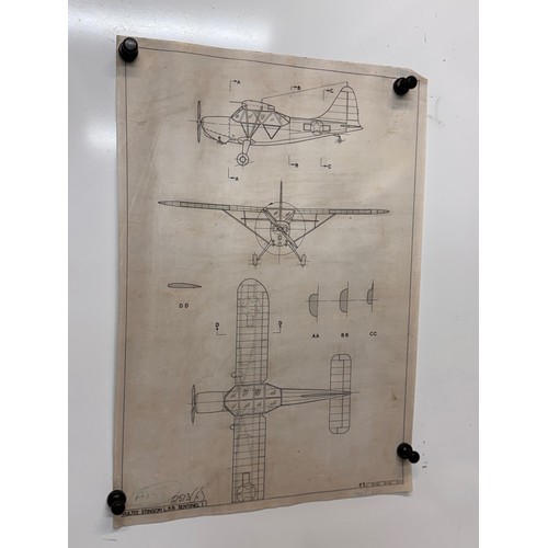 453 - Military aircraft 2 plans for Vultee Stinson L5B Sentinel I, 40 cm x 28 cm. Part of a large collecti... 