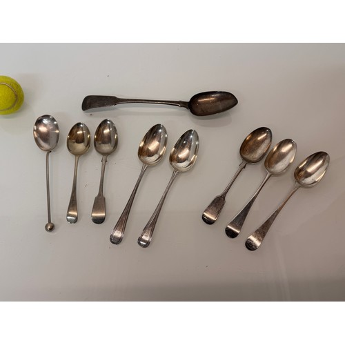 13 - Collection of hallmarked silver and un marked table and serving spoons.

This lot is available for i... 