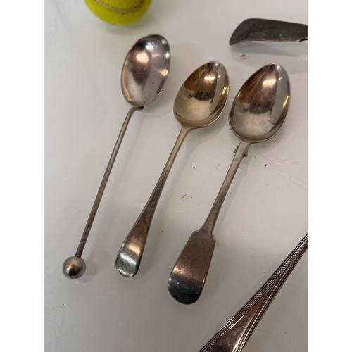 13 - Collection of hallmarked silver and un marked table and serving spoons.

This lot is available for i... 