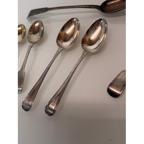 13 - Collection of hallmarked silver and un marked table and serving spoons.

This lot is available for i... 