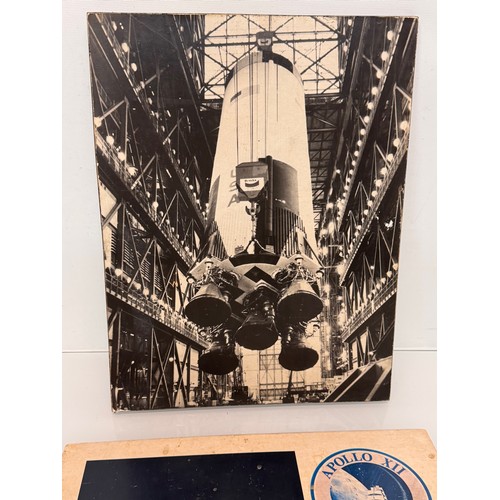 16 - Apollo moon landing exhibition photographs mounted on wooden panels, largest 38 cm tall.

This lot i... 