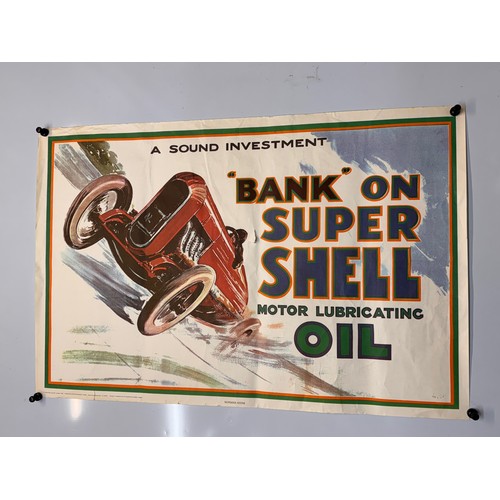 22 - Vintage Shell Oil Brooklands motor racing themed advertising poster, 77 cm x 51 cm.

This lot is ava... 