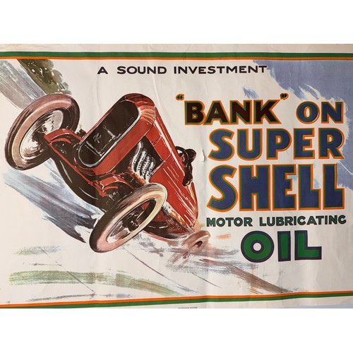 22 - Vintage Shell Oil Brooklands motor racing themed advertising poster, 77 cm x 51 cm.

This lot is ava... 