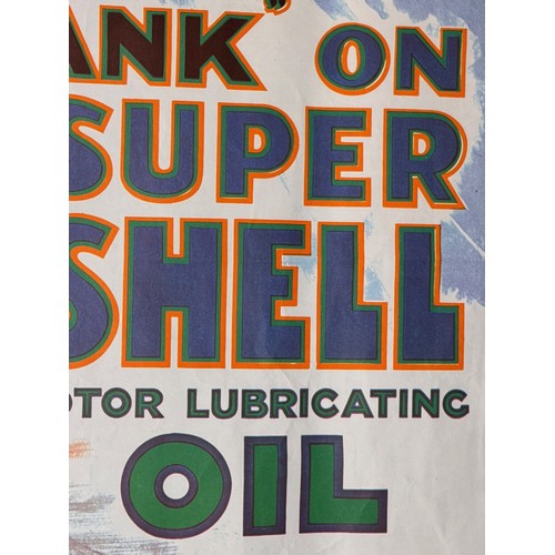 22 - Vintage Shell Oil Brooklands motor racing themed advertising poster, 77 cm x 51 cm.

This lot is ava... 