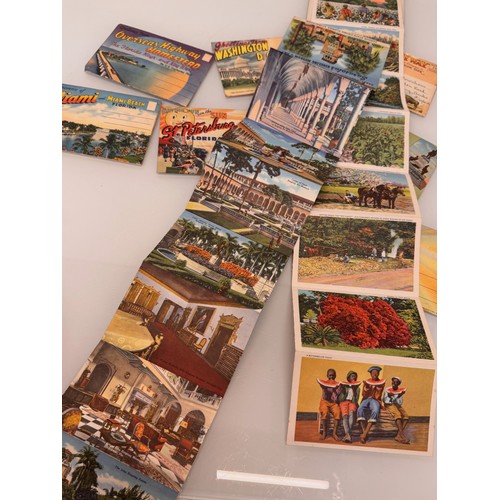 29 - Mid century kitsch, a collection of souvenir foldout tourist postcards from USA.

This lot is availa... 