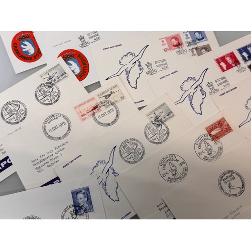 30 - Stamps a collection of GB and World stamps and a quantity of Greenland First Day Covers.

This lot i... 