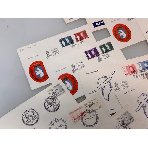 30 - Stamps a collection of GB and World stamps and a quantity of Greenland First Day Covers.

This lot i... 